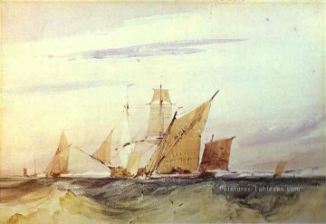  marin - Expédition au large de la côte du Kent 1825 Bateau paysage marin Richard Parkes Bonington